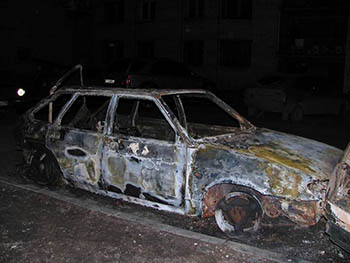 Ночью на трассе в Омском районе сгорела «девятка»